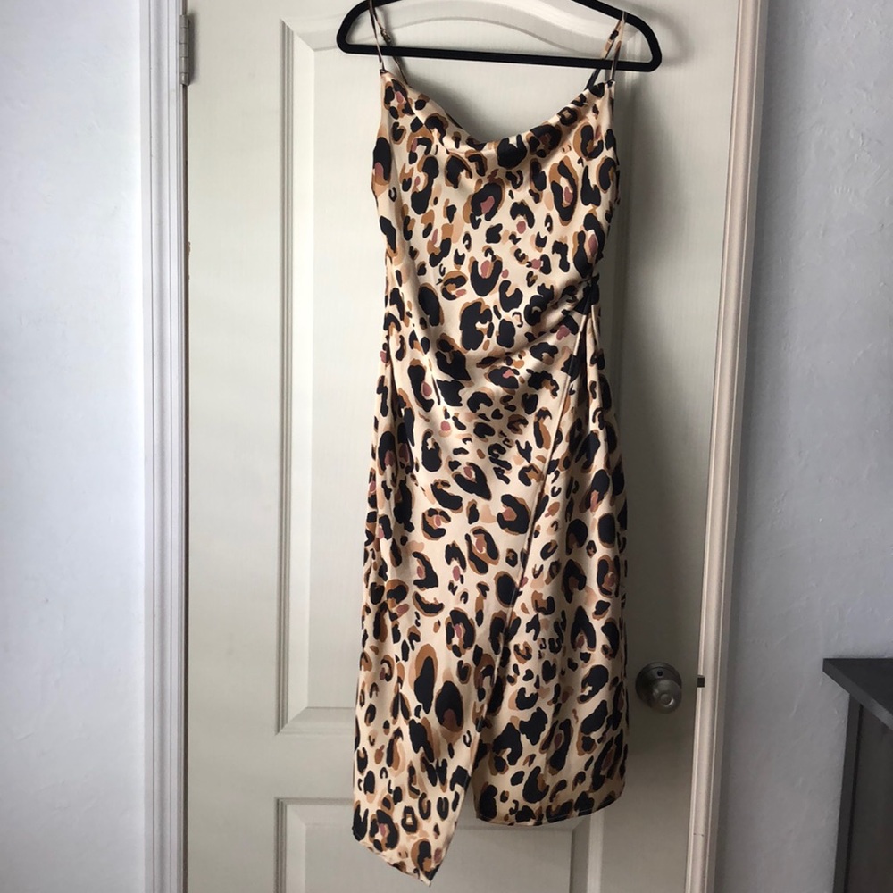 Papaya leopard print midi cami dress size S
